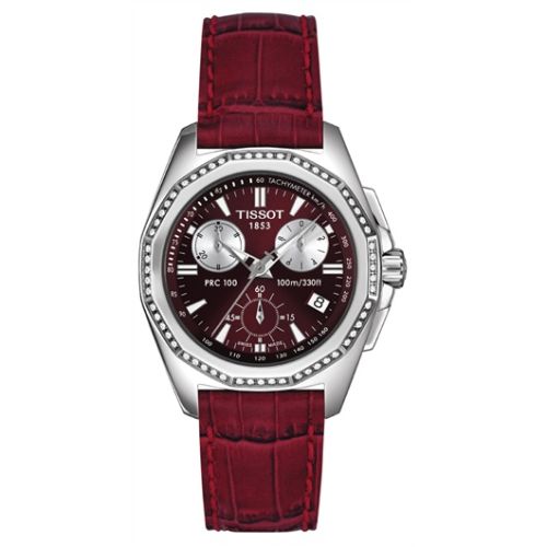 Tissot PRC 100 Chronograph Quartz 34.8 Stainless Steel / Red / Strap